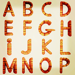 Image showing Wooden Alphabet set . 3D illustration. Vintage style.