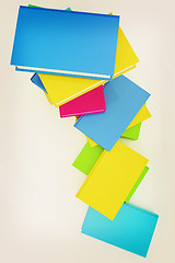 Image showing colorful real books. 3D illustration. Vintage style.