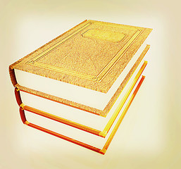 Image showing The stack of books . 3D illustration. Vintage style.