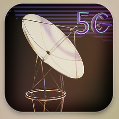 Image showing Satellite dish icon . 3D illustration. Vintage style.