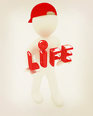 Image showing Concept of life-saving with 3d man. 3D illustration. Vintage sty