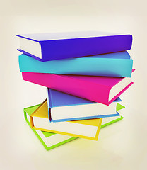 Image showing colorful real books. 3D illustration. Vintage style.