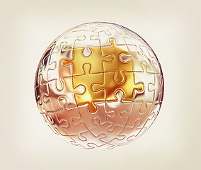 Image showing Puzzle abstract sphere . 3D illustration. Vintage style.