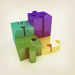 Image showing Puzzle. The concept of growth . 3D illustration. Vintage style.