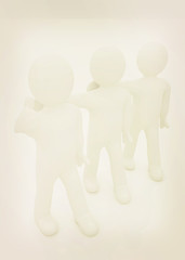 Image showing 3d man with thumb up and 3d mans stand arms around each other . 