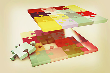 Image showing Many-colored puzzle pattern. 3D illustration. Vintage style.