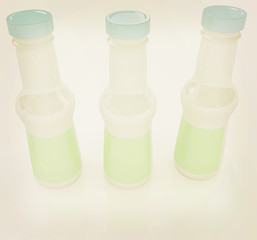 Image showing Plastic milk products bottles set . 3D illustration. Vintage sty