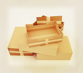 Image showing Cardboard boxes . 3D illustration. Vintage style.