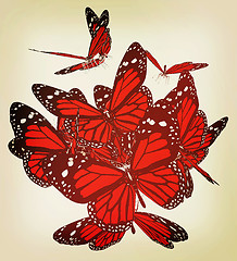 Image showing Butterflies. 3D illustration. Vintage style.