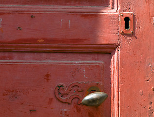 Image showing Vintage red door