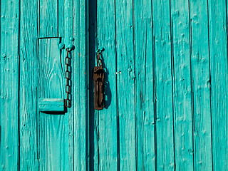 Image showing Turquoise entrance door