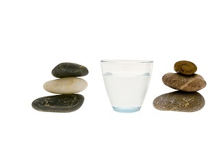 Image showing Glass of water and stones