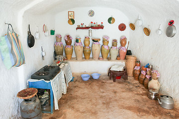 Image showing Kitchen of troglodyte home in Matmata