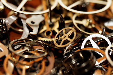 Image showing Detail of clock parts for restoration