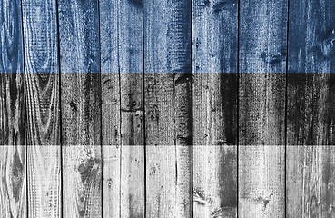 Image showing Flag on weathered wood