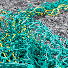 Image showing Fishing nets on a beach