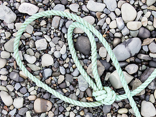 Image showing Fishing nets on a beach