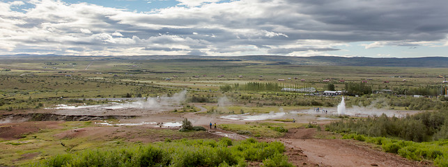 Image showing The Strokkur Geyser erupting at the Haukadalur geothermal area -