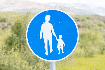 Image showing Road sign in Iceland - Pedestrian path