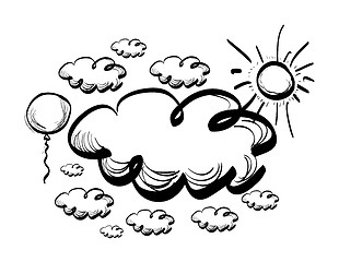 Image showing Hand drawing sky with clouds