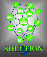 Image showing Solution Icons Represent Solving Successful And Resolution