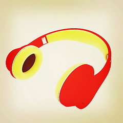 Image showing headphones. 3D illustration. Vintage style.