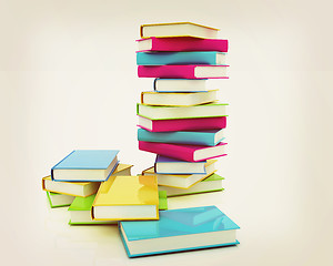 Image showing Colorful real books. 3D illustration. Vintage style.