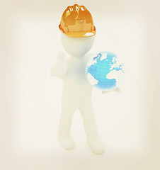 Image showing 3d man in a hard hat with thumb up presents concept: \