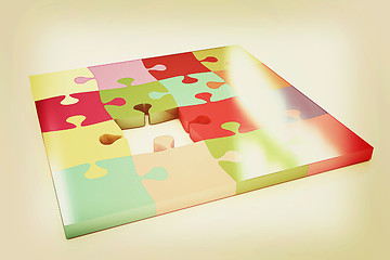 Image showing Many-colored puzzle pattern. 3D illustration. Vintage style.