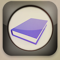 Image showing Glossy icon with book . 3D illustration. Vintage style.