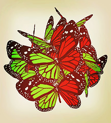 Image showing Butterflies. 3D illustration. Vintage style.
