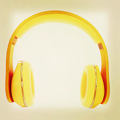 Image showing headphones. 3D illustration. Vintage style.