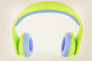 Image showing headphones. 3D illustration. Vintage style.