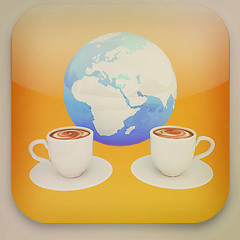 Image showing Coffee cups icon. Internet concept . 3D illustration. Vintage st