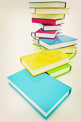 Image showing colorful real books. 3D illustration. Vintage style.