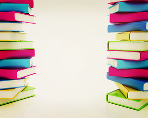 Image showing colorful real books. 3D illustration. Vintage style.