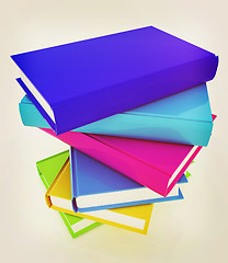 Image showing colorful real books. 3D illustration. Vintage style.