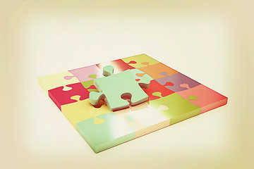 Image showing Many-colored puzzle pattern. 3D illustration. Vintage style.