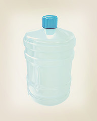 Image showing Bottle with clean blue water . 3D illustration. Vintage style.