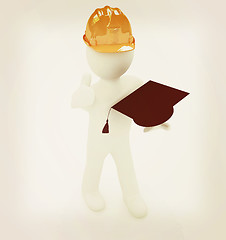 Image showing 3d man in a hard hat with thumb up presents the best technical e
