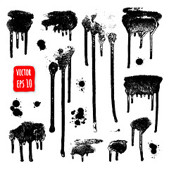 Image showing Ink drops. Grunge paint. Design element set.