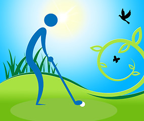 Image showing Man Teeing Off Shows Golf Course And Golfing