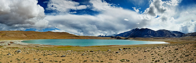 Image showing Panorama of Himalayan lake Kyagar Tso, Ladakh