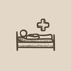 Image showing Patient lying on bed  sketch icon.