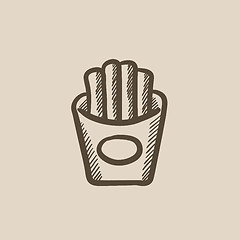 Image showing French fries sketch icon.