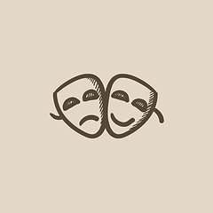 Image showing Two theatrical masks sketch icon.