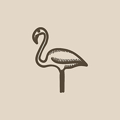Image showing Flamingo sketch icon.