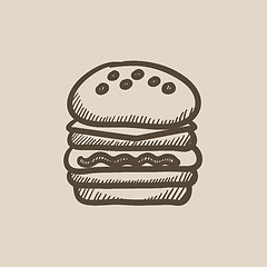 Image showing Double burger sketch icon.