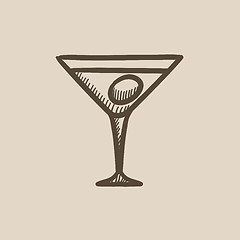 Image showing Cocktail glass sketch icon.