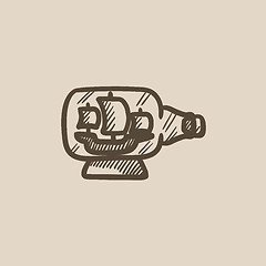 Image showing Ship inside bottle sketch icon.